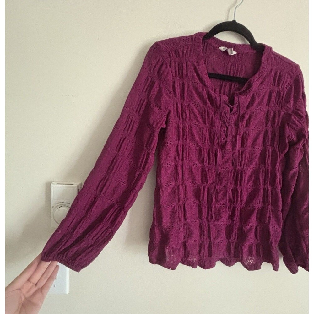 Frye Womens Small Top Purple Corset Textured Long Sleeve Boho Festival‎ Hippie - Picture 4 of 6